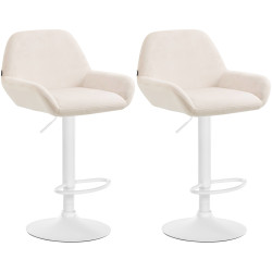 Lot de 2 tabourets de bar Braga velours blanc crème
