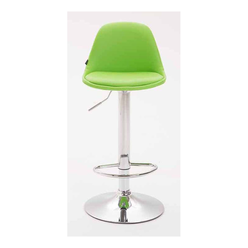 Lot de 2 tabourets de bar Kiel entièrement rembourrés en similicuir chromé vert