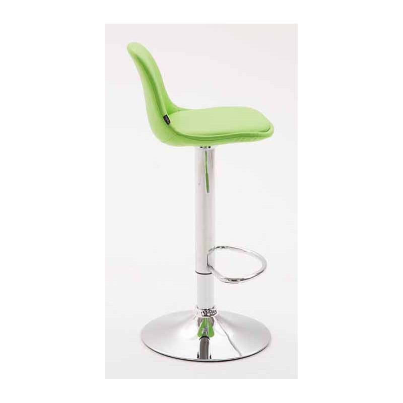 Lot de 2 tabourets de bar Kiel entièrement rembourrés en similicuir chromé vert