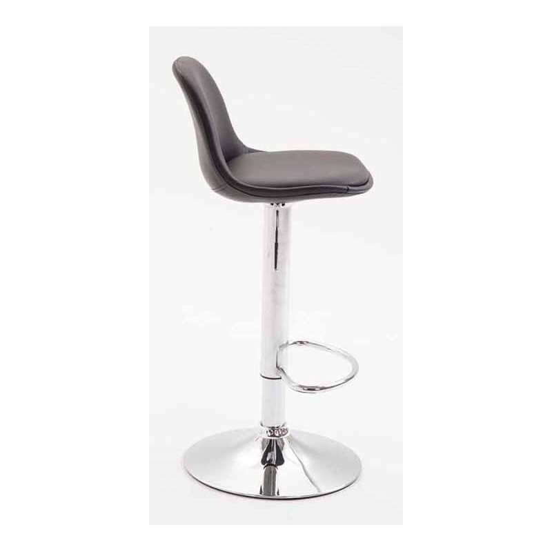 Lot de 2 tabourets de bar Kiel entièrement rembourrés en similicuir chromé noir
