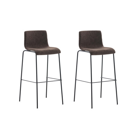 Lot de 2 tabourets de bar Hoover tissu structure 4 pieds noir marron