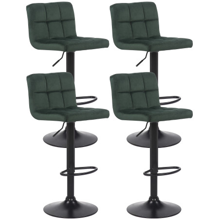 Set de 4 Taburetes de bar Feni en terciopelo Verde