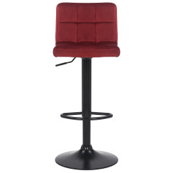 Lot de 4 tabourets de bar Feni en velours rouge