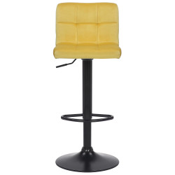Lot de 4 tabourets de bar Feni en velours jaune