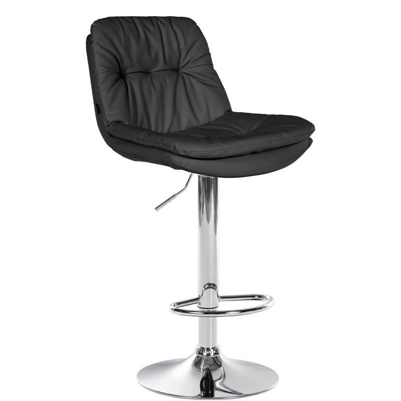 Tabouret de bar Laurel, similicuir, noir chromé