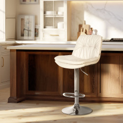 Tabouret de bar Laurel similicuir chrome blanc