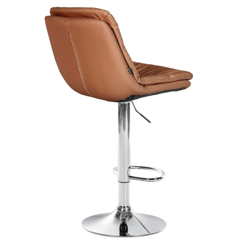 Tabouret de bar Laurel, similicuir, chrome, marron clair