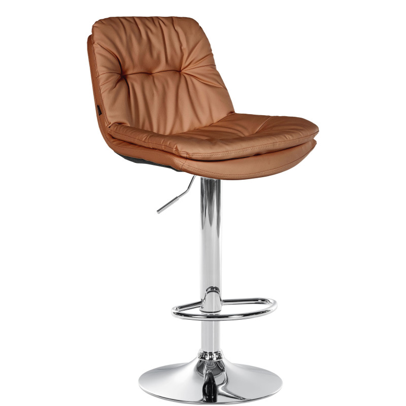 Tabouret de bar Laurel, similicuir, chromé brun clair