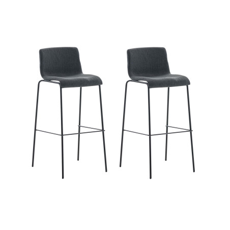 Lot de 2 tabourets de bar Hoover tissu structure 4 pieds noir gris foncé