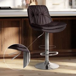 Tabouret de bar Laurel simili cuir marron chromé