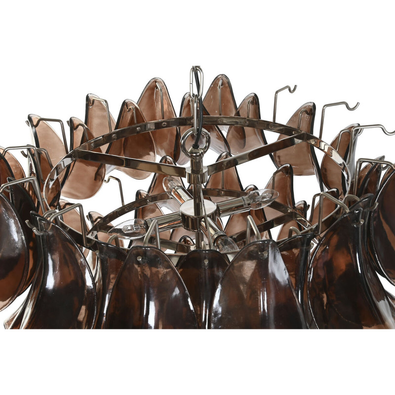 Suspension Home ESPRIT Marron Argenté Verre Acier 25 W 80 x 80 x 80 cm