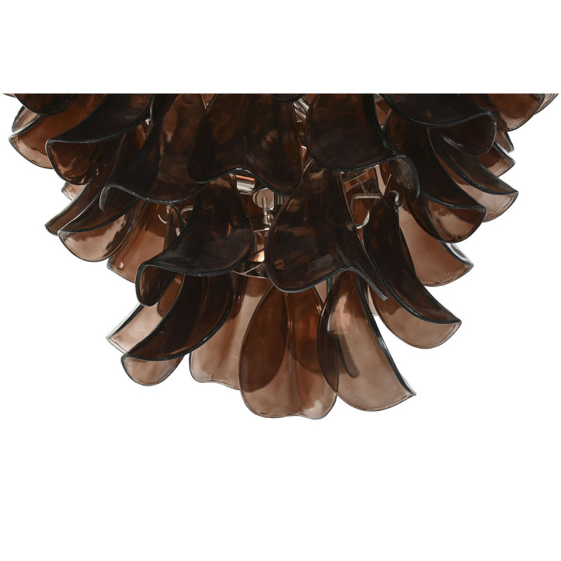 Suspension Home ESPRIT Marron Argenté Verre Acier 25 W 80 x 80 x 80 cm