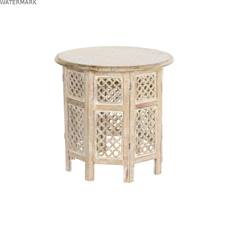 Table d'appoint DKD Home Decor Blanc Marron Bois de manguier 53 x 53 x 53 cm Table d'appoint DKD Home Decor Blanc Marron Bois de manguier 53 x 53 x 53 cm