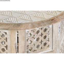 Table d'appoint DKD Home Decor Blanc Marron Bois de manguier 53 x 53 x 53 cm
