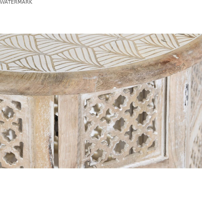 Table d'appoint DKD Home Decor Blanc Marron Bois de manguier 53 x 53 x 53 cm