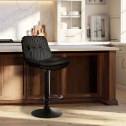 Tabouret de bar Laurel, similicuir noir