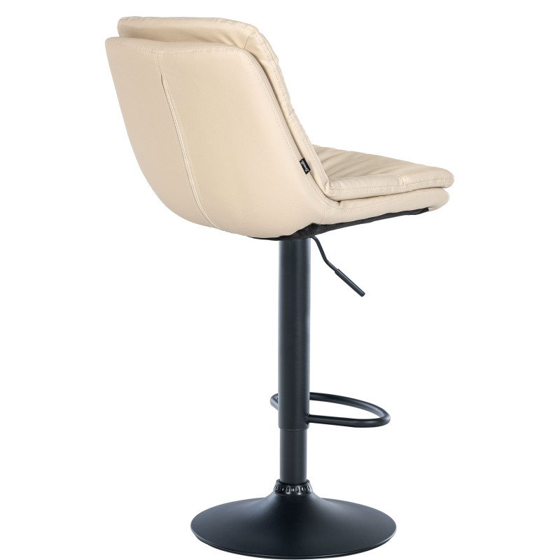 Tabouret de bar Laurel, similicuir noir crème