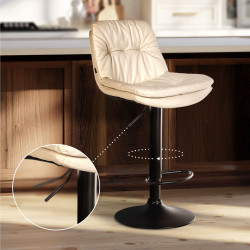 Tabouret de bar Laurel, similicuir noir crème