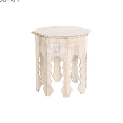 Table d'appoint DKD Home Decor 49 x 49 x 53,5 cm Marron Blanc Bois de manguier