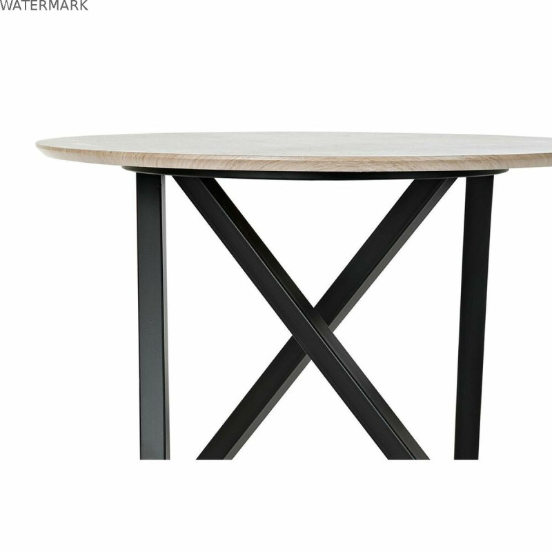 Table d'appoint DKD Home Decor 65 x 65 x 49,5 cm Noir Métal Bois Marron Clair