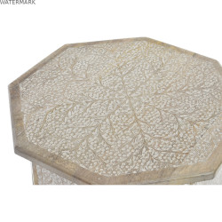 Table d'appoint DKD Home Decor 49 x 49 x 53,5 cm Marron Blanc Bois de manguier
