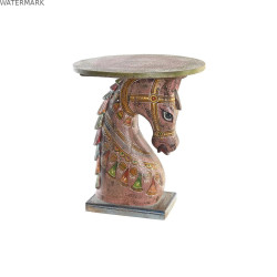 Table d'appoint DKD Home Decor 39 x 39 x 47 cm Rouge Multicouleur Bois de manguier