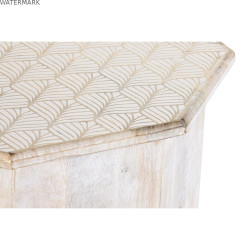 Table d'appoint DKD Home Decor 49 x 49 x 53,5 cm Marron Blanc Bois de manguier