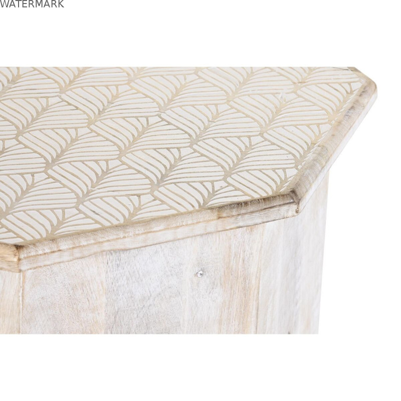 Table d'appoint DKD Home Decor 49 x 49 x 53,5 cm Marron Blanc Bois de manguier