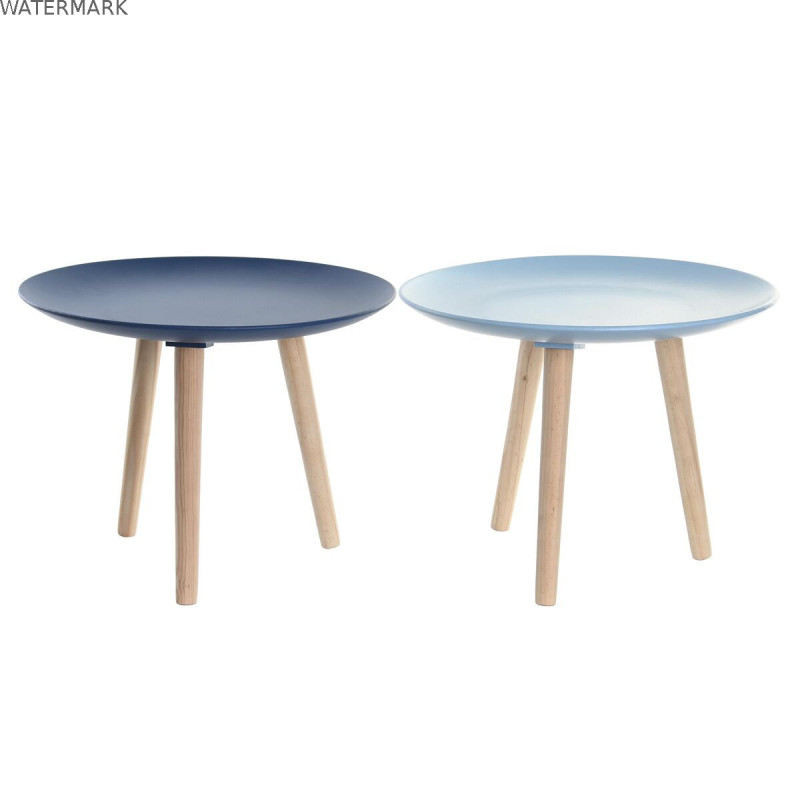 Table d'appoint DKD Home Decor 44 x 44 x 35 cm Bleu Marron Bleu ciel Pin Bois MDF (2 Unités) Table d'appoint DKD Home Decor 44 x 44 x 35 cm Bleu Marron Bleu ciel Pin Bois MDF (2 Unités)