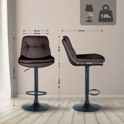 Tabouret de bar Laurel, similicuir noir brun