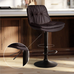 Tabouret de bar Laurel, similicuir noir brun