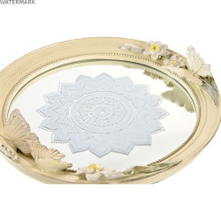 Centre de Table DKD Home Decor 24 x 22,6 x 18 cm Beige Papillons
