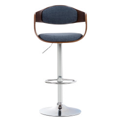 Tabouret de bar en tissu Kingston C noyer/bleu