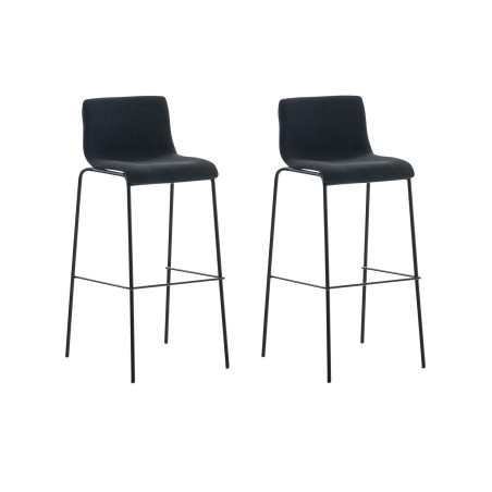 Lot de 2 tabourets de bar Hoover tissu structure 4 pieds noir noir
