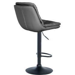 Tabouret de bar Laurel, similicuir noir gris