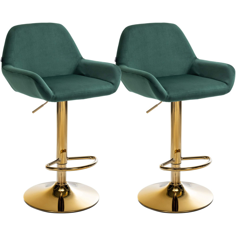 Lot de 2 tabourets de bar Braga en velours doré