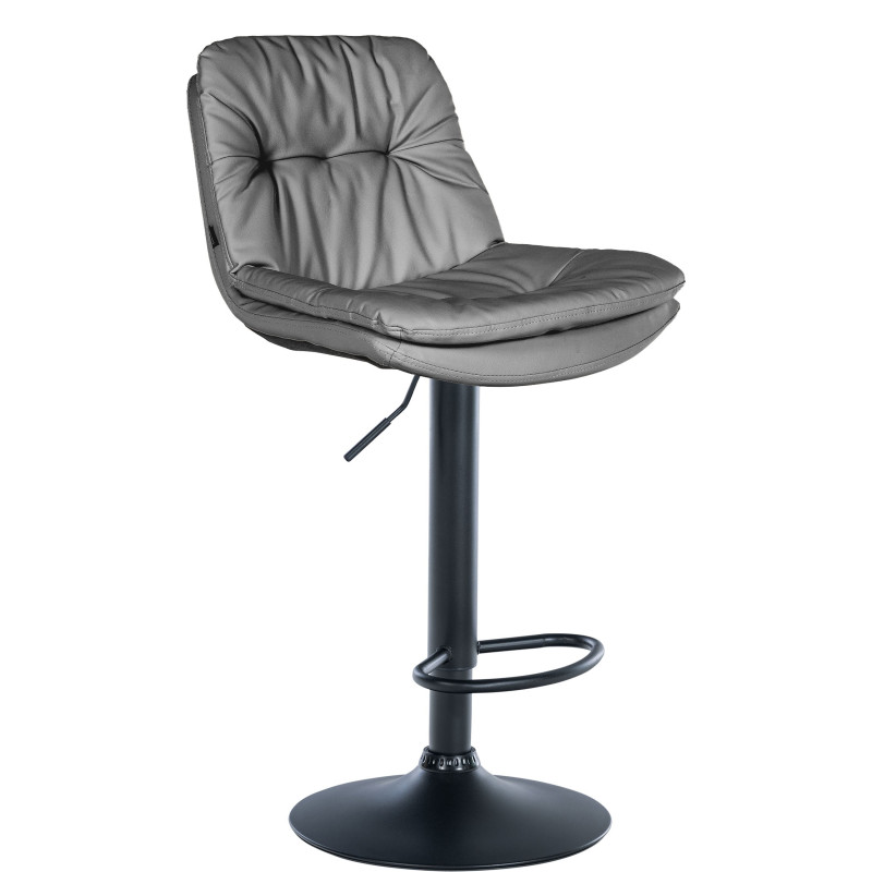 Tabouret de bar Laurel, similicuir noir gris
