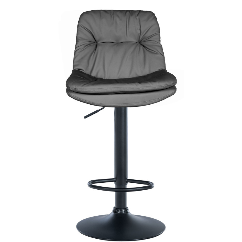 Tabouret de bar Laurel, similicuir noir gris