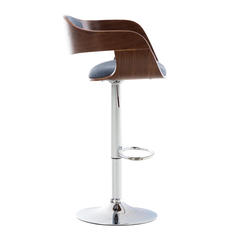 Tabouret de bar en tissu Kingston C noyer/bleu