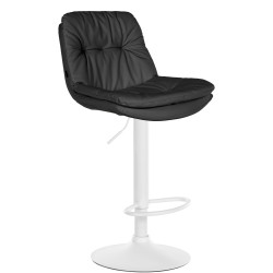 Tabouret de bar Laurel simili cuir blanc noir