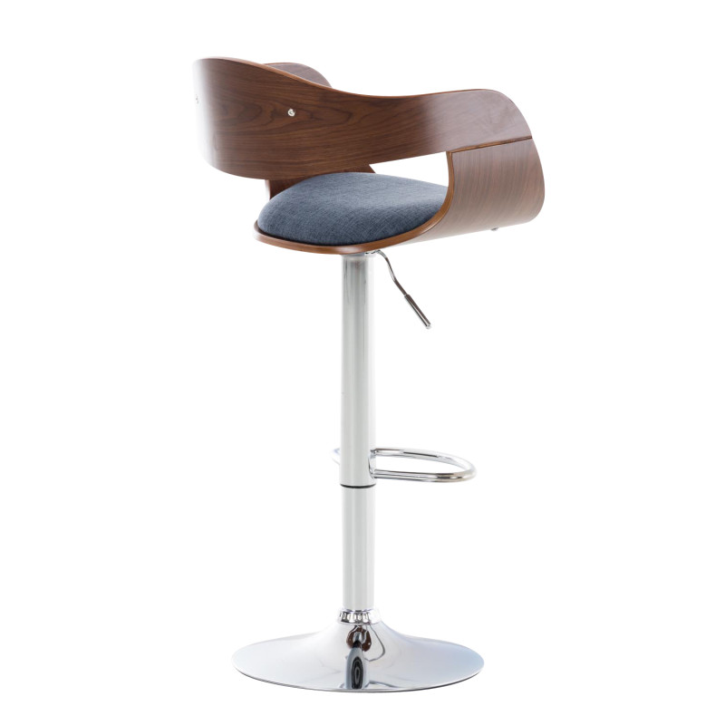 Tabouret de bar en tissu Kingston C noyer/bleu