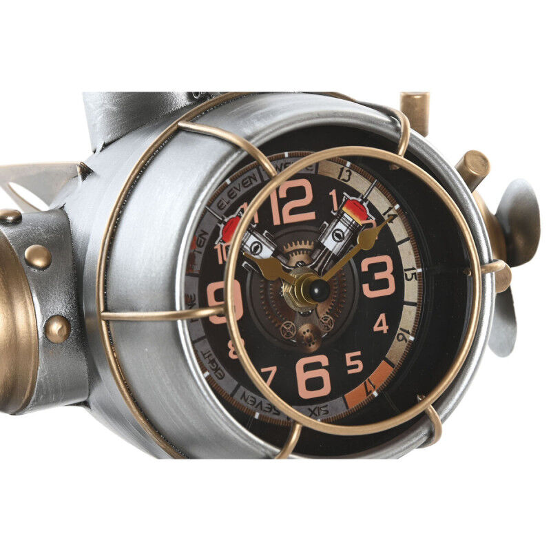Horloge de table Home ESPRIT Doré Argenté Avion Vintage