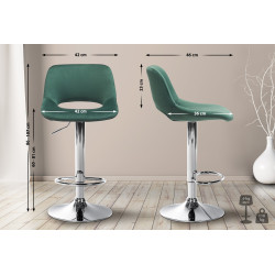 Lot de 2 tabourets de bar Camden en velours chromé