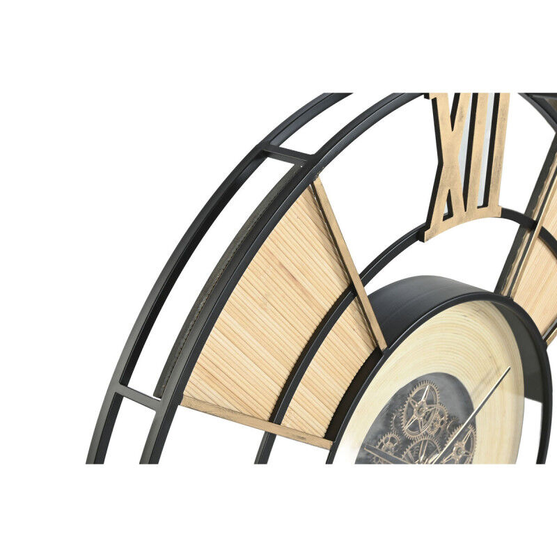 Horloge Murale Home ESPRIT Noir Naturel Métal Rotin 100 x 9 x 100 cm