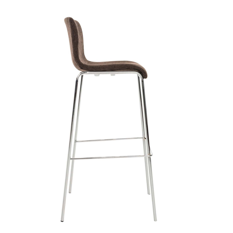 Lot de 2 tabourets de bar Hoover tissu structure 4 pieds chrome marron