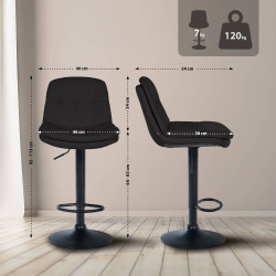 Tabouret de bar Laurel tissu noir noir