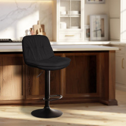 Tabouret de bar Laurel tissu noir noir