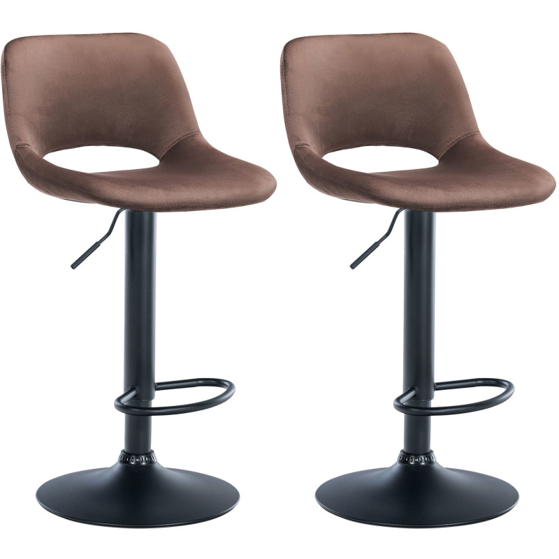 Lot de 2 tabourets de bar Camden en velours noir