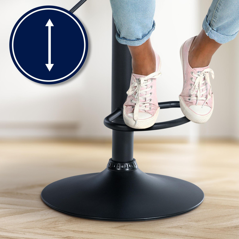 Tabouret de bar Laurel tissu noir gris