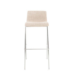 Lot de 2 tabourets de bar Hoover tissu 4 pieds structure chrome crème